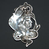 vintage silver Art Nouveau style brooch reverse view