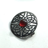 Celtic silver brooch, Garnet shield brooch pin