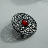 Celtic silver brooch, Garnet shield brooch pin