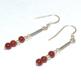 Carnelian and silver bead earrings