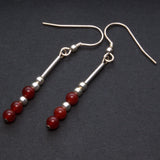 silver and Carnelian drop earrings