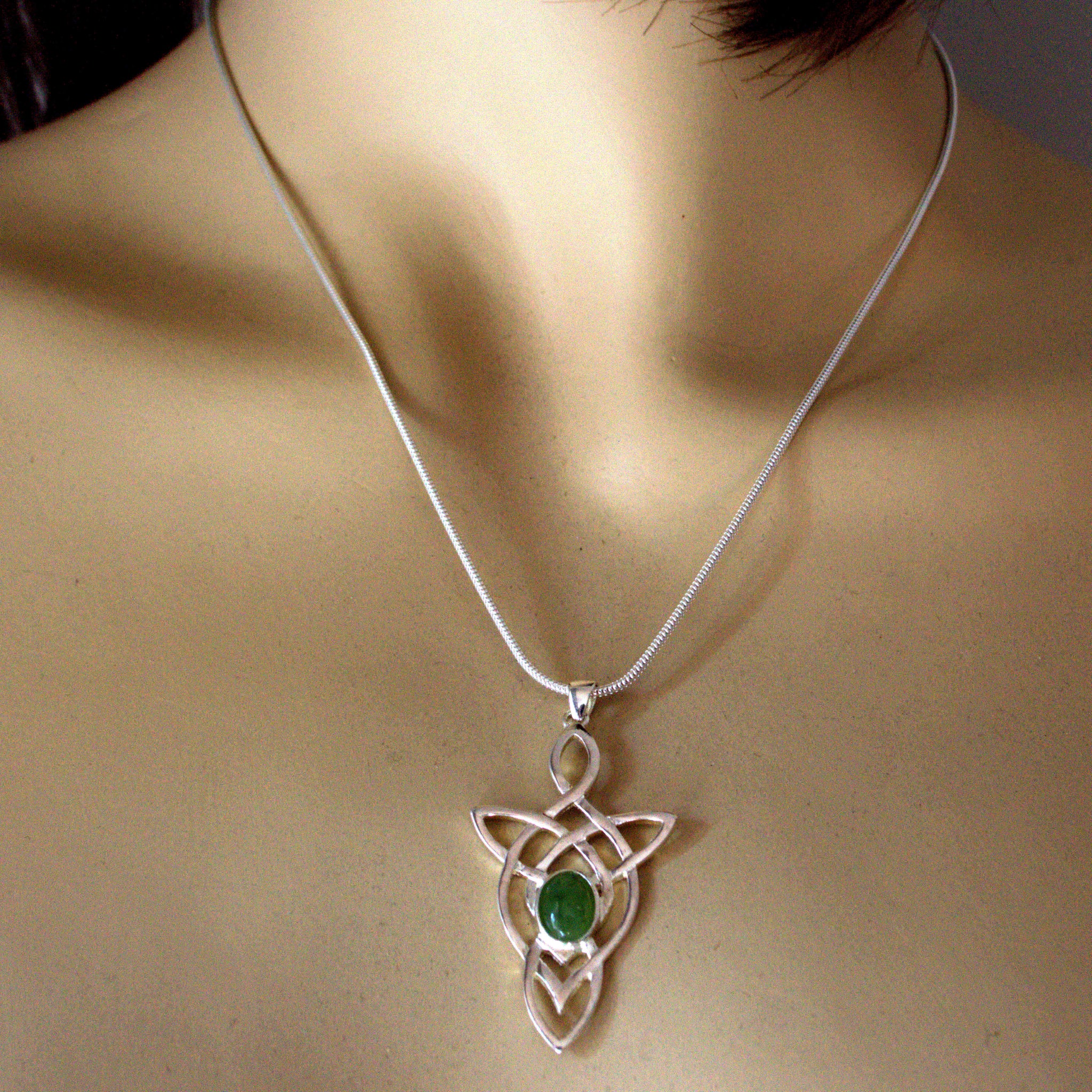 Emerald Trinity Knot Pendant Made In Ireland