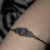 Celtic silver Labradorite bracelet on wrist