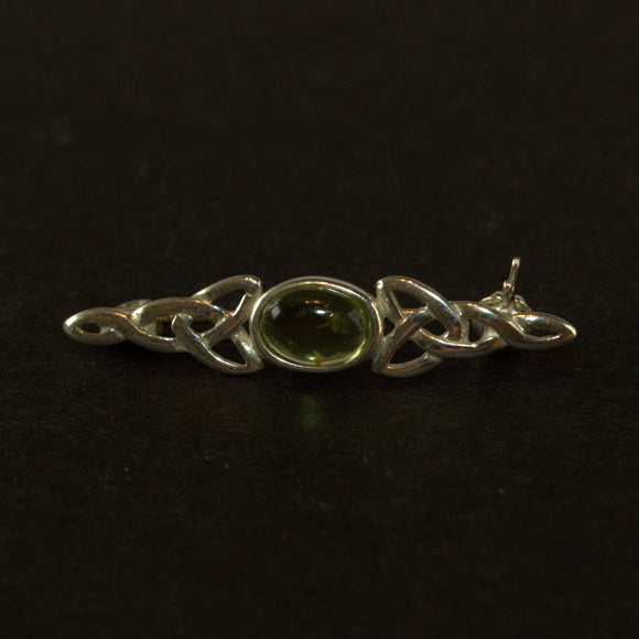 Celtic Peridot and silver brooch