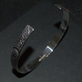 Celtic pattern silver open cuff bangle