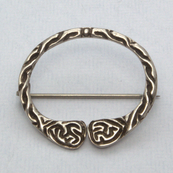 Antique Celtic Style Penannular Silver Bronze Pin Pendant Clasp