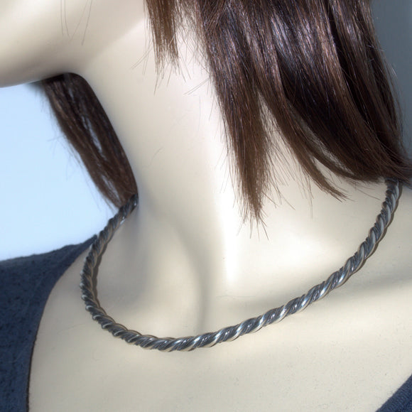 Celtic silver twisted strand neck ring 