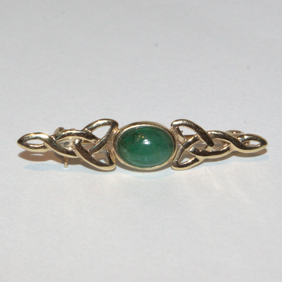 Green gemstone Celtic brooch