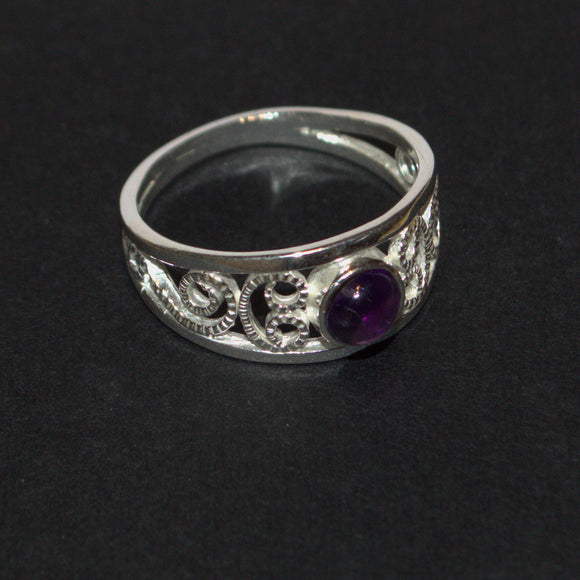 Amethyst February birthstone silver ring