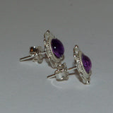 Amethyst February birthstone silver stud earrings