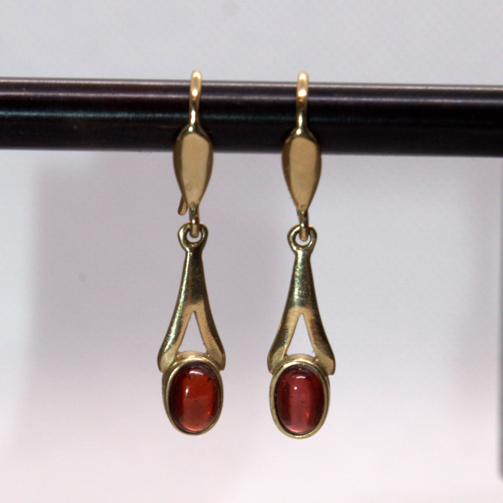 Rhodolite Garnet & Diamond Drop Earrings in 9ct Yellow Gold