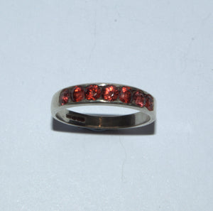 Garnet half eternity silver ring