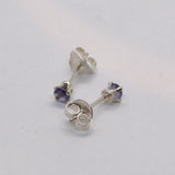 lilac gem silver stud earrings