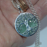 silver Jade tree of life pendant necklace