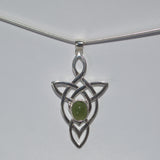 Green Silver Celtic knotwork pendant necklace