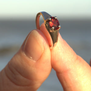 Garnet January birthstone silver ring