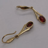 Garnet January birthday 9ct gold dangle earrings