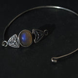 Celtic Labradorite silver bracelet, shown open