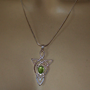 Peridot Libra birthday silver pendant necklace