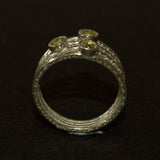 Green Peridot Libra birthday silver ring