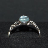 Aquamarine March birthstone silver ring