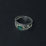 Emerald May birthday silver ring