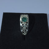 Emerald May birthstone silver ring