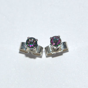 Mystic Fire Topaz and silver stud earrings