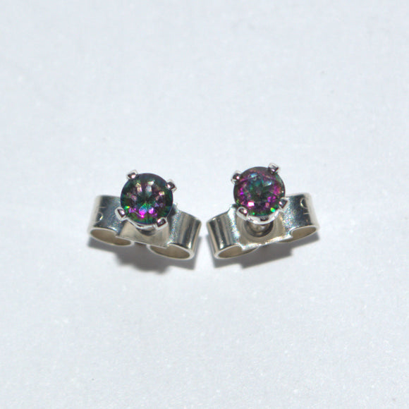 Mystic Fire Topaz and silver stud earrings