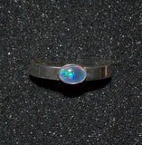 Opal October birthstone silver ring