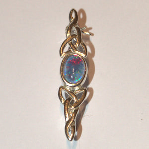 October birthday Opal and silver brooch