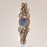 October birthday Opal and silver brooch