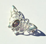 October birthday Opal and silver brooch