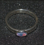 Opal October birthday silver ring