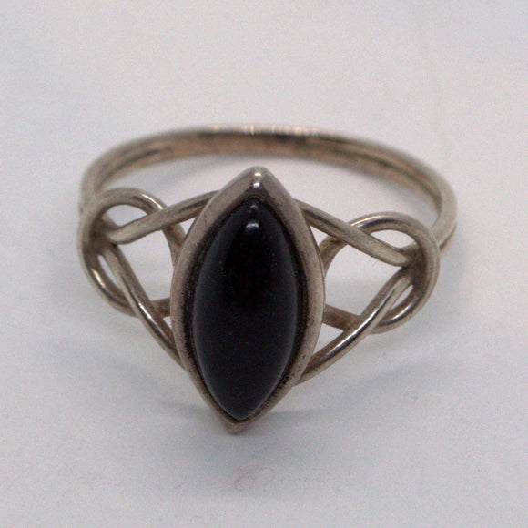 Celtic Black Onyx silver ring