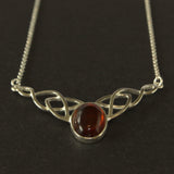 Amber Silver Celtic necklace