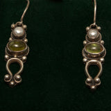 Pearl Peridot silver dangle earrings