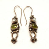 silver Pearl Peridot drop earrings