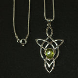 Green gemstone silver Celtic pendant