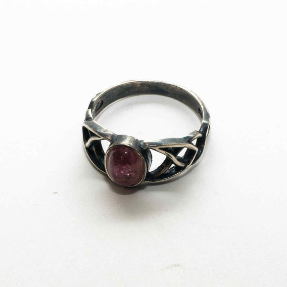 Celtic Pink Tourmaline and silver ring