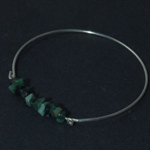 Raw Emerald and silver bracelet