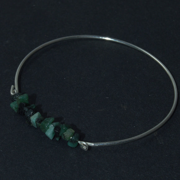 Raw Emerald and silver bracelet