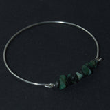 Raw Emerald chip silver bracelet