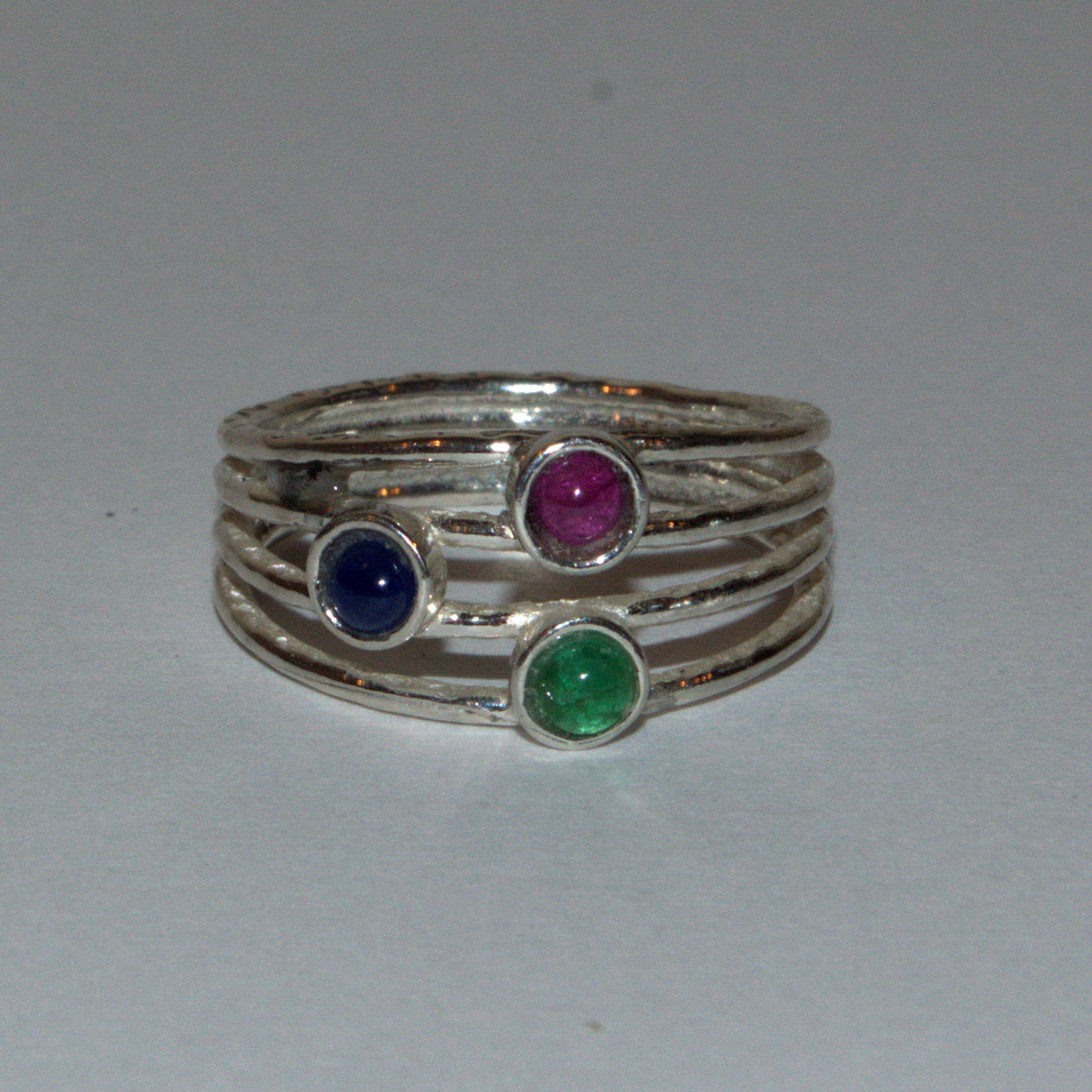 Ruby emerald and sapphire on sale ring