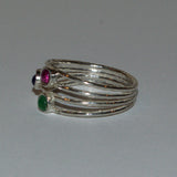Sapphire Emerald and Ruby silver ring