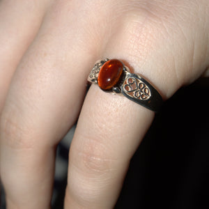 Citrine Scorpio birthstone Celtic silver ring