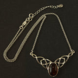 Amber Silver Celtic necklace