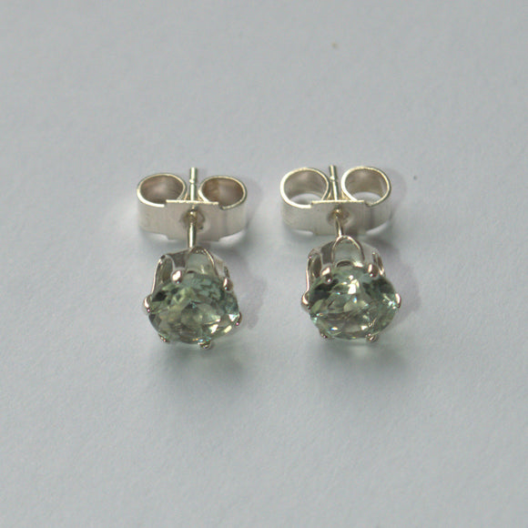 Green Amethyst and silver stud earrings