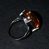 Amber and sterling silver ring