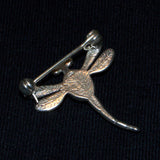 silver dragonfly brooch reverse view